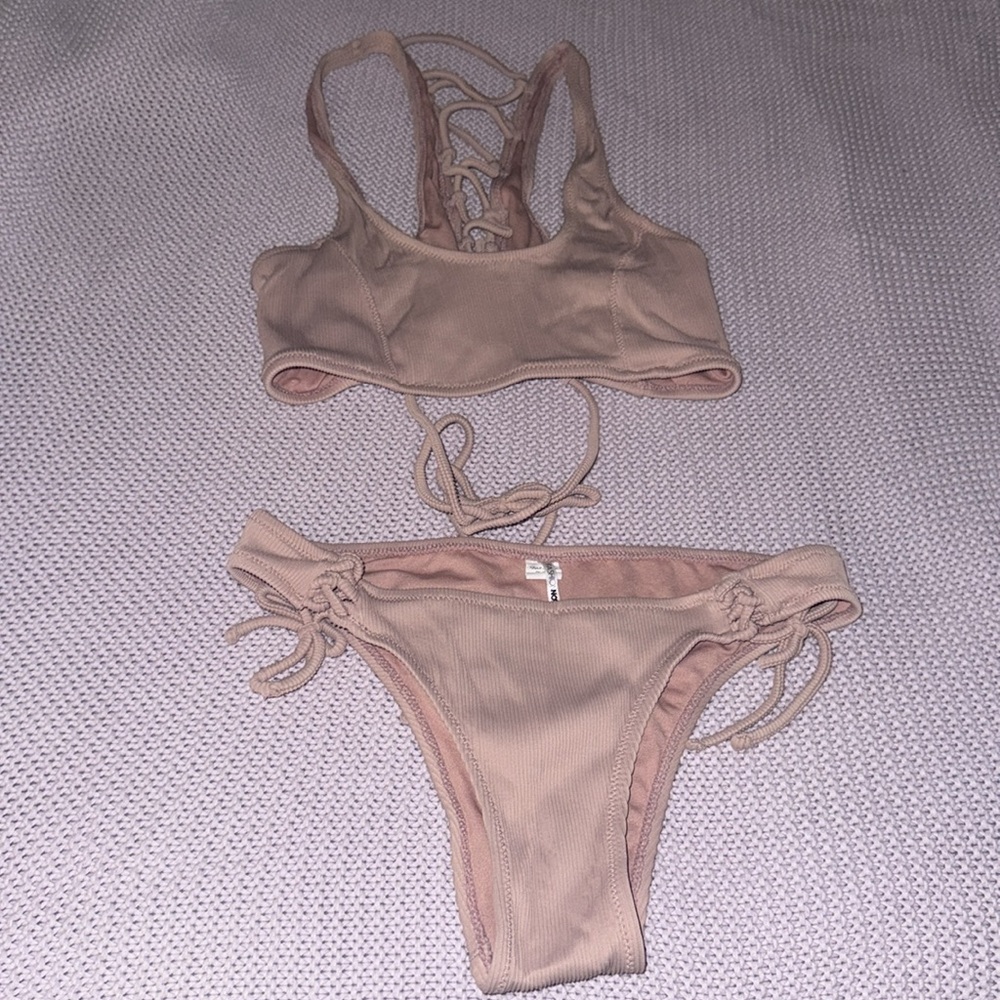 En El Mar 2 piece bikini set "blush" Fashion Nova swim set mauvey pink ribbed